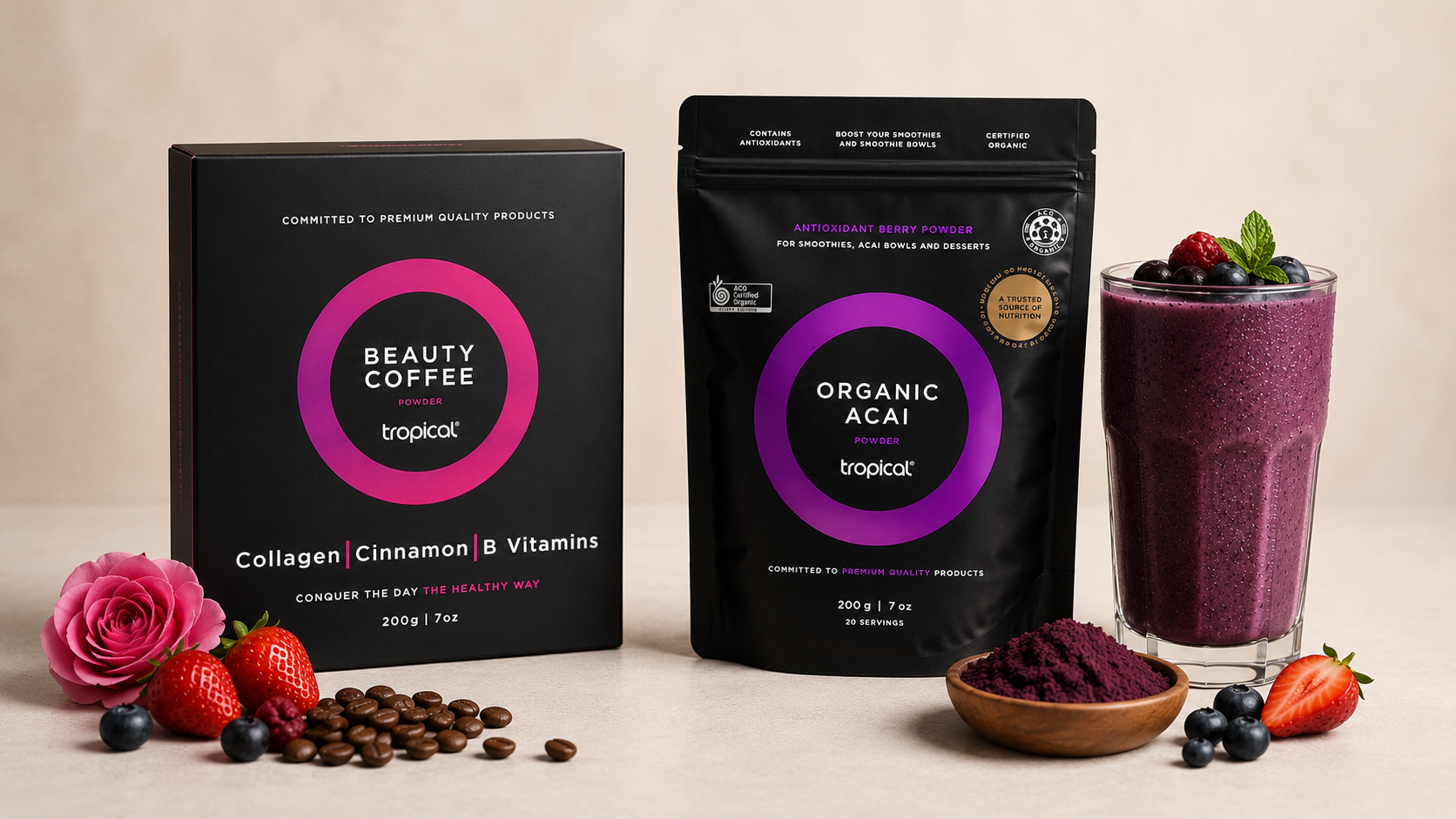 Bundle 2 - Beauty Glow Bundle – Beauty Coffee + Organic Acai Powder